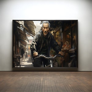 Man on Bicycle Premium Poster on Matte Paper - Decoration Wall Gift Idea