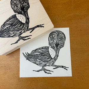 Sello de goma de búho bebé (L), sello de dibujo inuit, suministro de diario y álbum de recortes, sello de diario de arte. 8