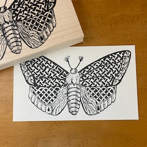 Knot-work Moth (L) Rubber Stamp, Moth Stamp, Journal and Scrapbook Supply, Art Journal Stamp. 67
