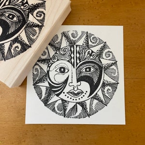 Large Tattooed Sun Rubber Stamp, Sun Stamp, Journal and Scrapbook Supply, Art Journal Stamp. 23