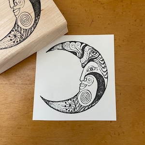 Crescent Moon (M.) Rubber Stamp, Moon Stamp, Journal and Scrapbook Supply, Art Journal Stamp. 24