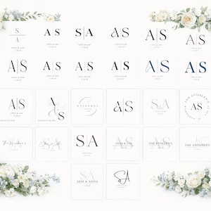 27 plantillas minimalistas para logotipos de boda, diseño sencillo pero elegante (editables a través de Canva)