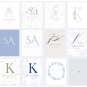 Elegante Hochzeits-Logo-Vorlagen, anpassbare Monogramme über Canva