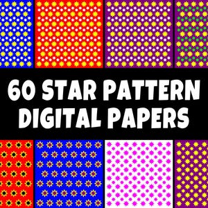 60 Star Pattern Digital Papers, Commercial Use, Digital Papers, Scrapbooking, Instant Download