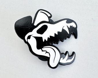 Skellydog Enamel Pin | Goth Enamel Pins | Custom Enamel Pin | Skeleton Dog Pin | Lanyard Pins | Graphic Designer Pin