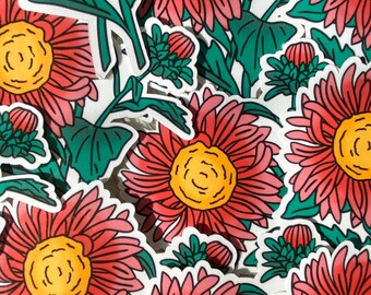 Pink Daisy Sticker | Flower Sticker | Florals | Plant Lover | Daisy | Water Bottle Sticker | Water Resistant Stickers | Laptop Sticker