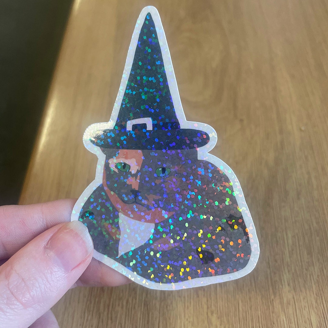 Spooky Witch Cat Sticker Halloween Laptop Sticker Fall Autumn - Etsy UK