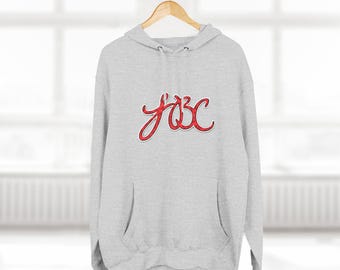 Red Script Monogram LBC Hoodie | Embroidered Lettering Chest Logo