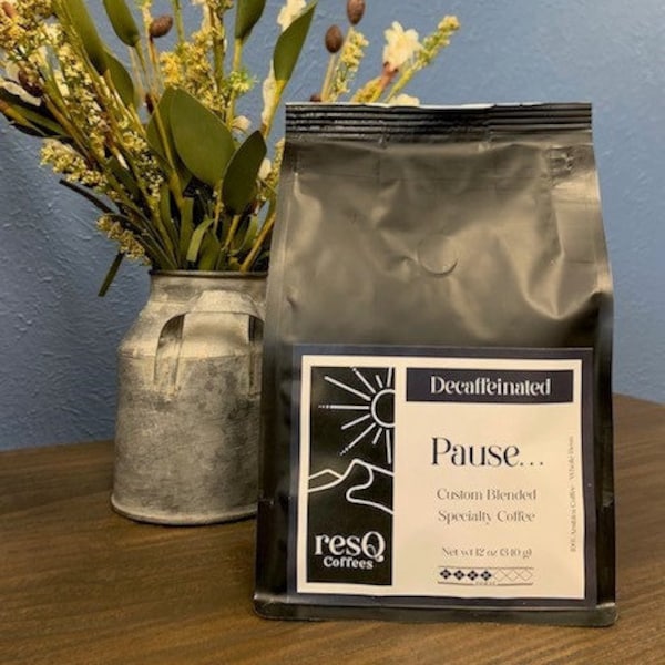 resQ Coffees Pause... Decaffeinated Medium Roast Single Origin Blend Specialty Coffee 12 oz