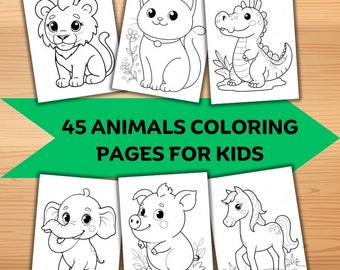 45 Animals Coloring Pages For Kids Toddlers Coloring Book Simple Coloring Pages Homeschool Printable