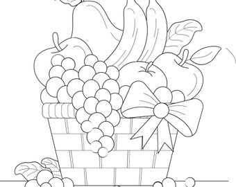 vegetables and fruits Coloring Pages Bundle, Digital Coloring Sheets, Adult Coloring Book, Instant Download, Relaxation Activity