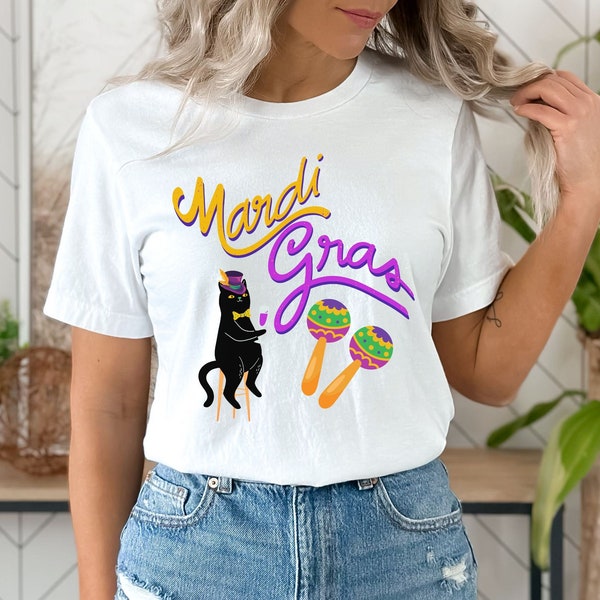 Black Cat "Paw"di Gras Soiree Mardi Gras Bar Shirt