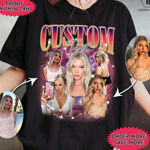 Custom Girlfriend Shirt, Boyfriend Shirt With Girlfriend Face,Custom Image Wife Tee,Bachelorette Surprise,Personalized Bootleg Birthday Gift