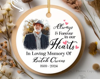 Personalized Memorial Photo Ornament, Custom Portrait Dad Loss Ornament, Sympathy Gifts, Christmas Ornaments, Remembrance Keepsake Gifts