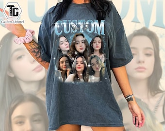 T-shirts aux couleurs confortables, chemise personnalisée avec images, chemise avec visage de petite amie, t-shirts photo rap personnalisés, chemise Changez votre modèle ici