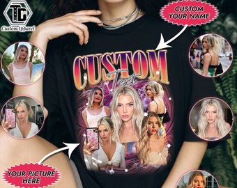 Custom Girl friend Bootleg T-Shirt, Shirt With Girlfriend Face, Retro Custom Bootleg Rap Tee, Custom Your Photo Idea,Custom Wife Husband Tee