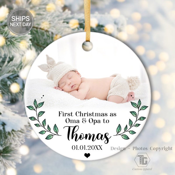 Personalized Baby Photo Ornament for Grandparents, Our First  Christmas as Grandparents Custom Picture Ornament, New Grandparents Ornament