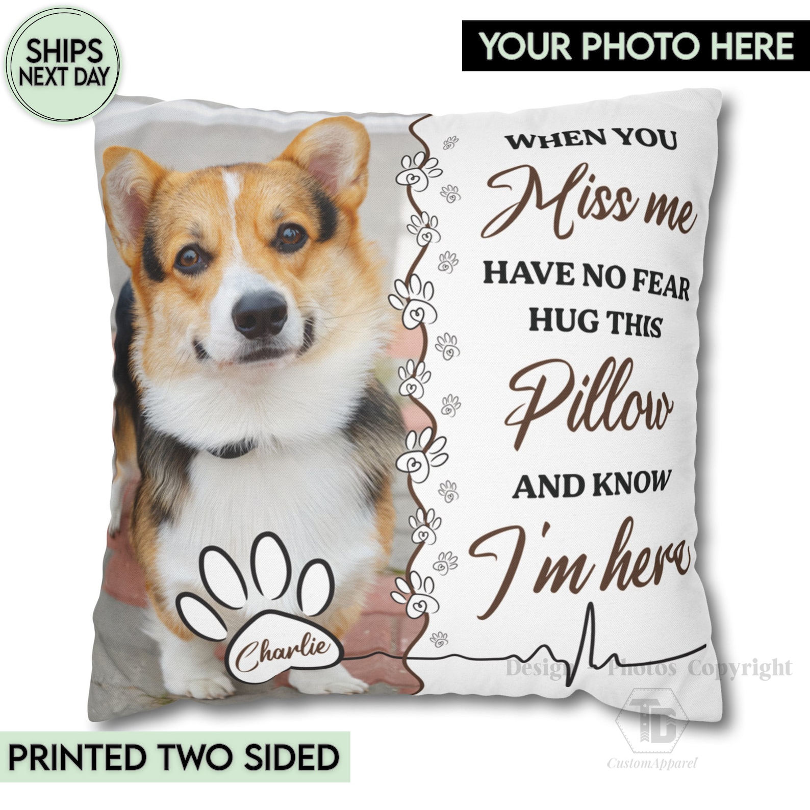 Custom Memorial Dog Pillow With Photo, Personalized Pillow Memorial ...