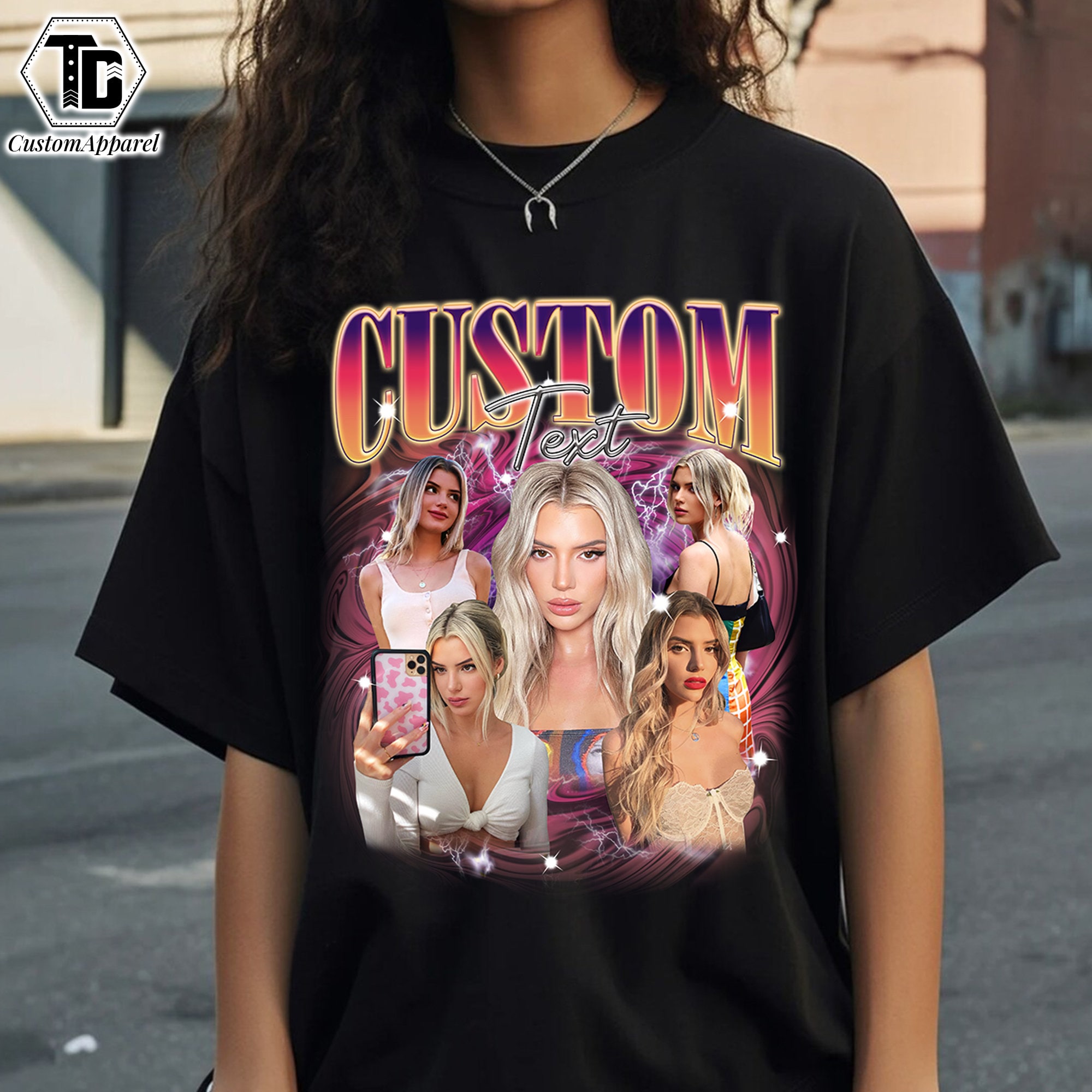 Discover Custom Bootleg T-Shirt, Shirt With Girlfriend Face, Custom Photo Vintage Maglietta