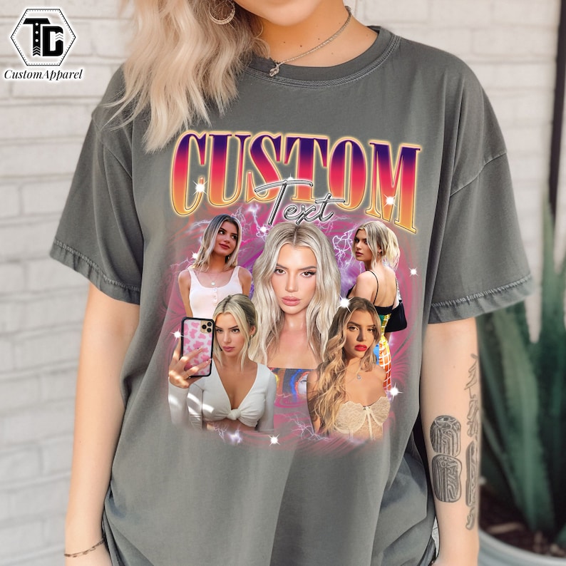 Custom Girl friend T-Shirt, Shirt With Girlfriend Face, Custom Photo Vintage Shirts, Custom Your Own Picture Idea, Graphic Wife Husband Tee image 4