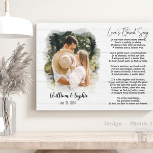 Custom Canvas Print With Poem, Lyrics Wall Art With Custom Photo, Personalized Custom Couple Photo Print Poster, Custom Photo Couples Gift