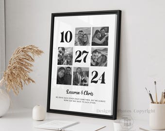 Couples Gift Personalised Collage Print Gift for Boyfriend, Girlfriend Gifts, Custom Photo Couples Gift, Unique gift for Anniversary Wedding