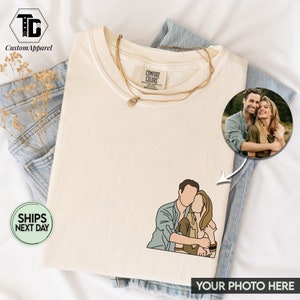 Custom Portrait Photo Comfort Colors Shirts, Custom Couples Portrait Pocket Shirt, Couple Matching Gift Shirt, Personalized Family Photo Tee