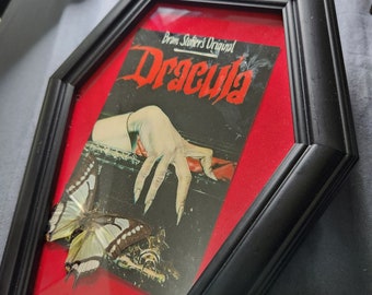 Real Framed Butterfly in Coffin Frame with Dracula Graphic