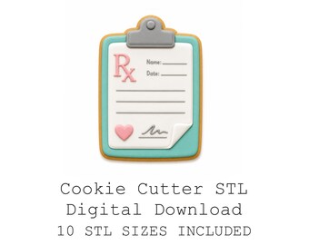 医療用クリップボード型クッキーカッター STLバンドル、10サイズ、鋭利なエッジ（デジタルダウンロード）