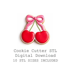 Paquete de archivos STL de cortadores de galletas con forma de cereza, 10 tamaños, borde afilado (descarga digital)
