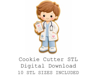ドクターボーイ型クッキーカッターSTLバンドル、10サイズ、鋭利なエッジ（デジタルダウンロード）