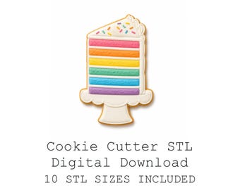 レインボーケーキ型クッキーカッターのSTLファイルバンドル（デジタルダウンロード）