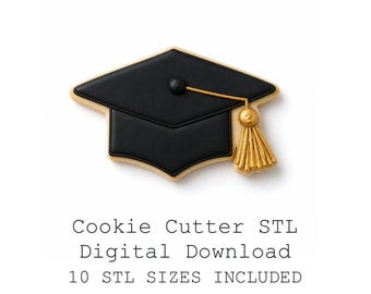 Graduation Classic Cap Cookie Cutter STL Bundle, 10 Sizes, Sharp Edge (Digital Download)