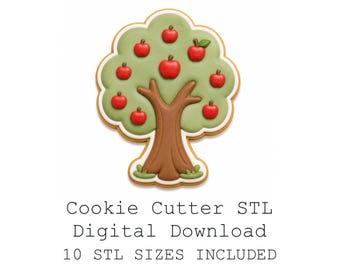 農園のリンゴの木型クッキーカッター STL バンドル、10 サイズ、鋭利なエッジ (デジタルダウンロード)