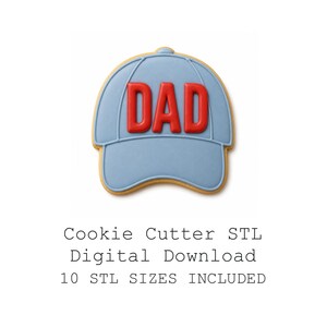 Baseballpet Dad Hat Cookie Cutter STL-bundel, 10 maten, scherpe rand (digitale download)