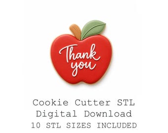 アップルスクールティーチャークッキーカッターSTLバンドル、10サイズ、シャープエッジ（デジタルダウンロード）