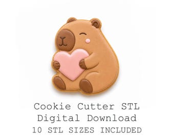 カピバラ型クッキーカッターのSTLファイルセット（10サイズ、鋭利な刃）（デジタルダウンロード）