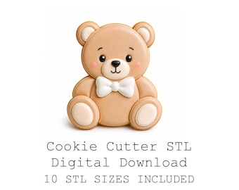 テディベア型クッキーカッターのSTLファイルセット（10サイズ、鋭利な刃）（デジタルダウンロード）