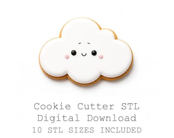 Paquete de archivos STL de cortadores de galletas con forma de nube, 10 tamaños, borde afilado (descarga digital)