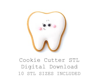 歯型クッキーカッターのSTLファイルセット、10サイズ、鋭利な刃先（デジタルダウンロード）