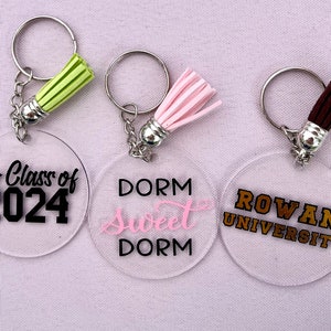 College/ Graduation Key Chains, Keychain Gift, Gift for Her, Graduation Gift, University keychain, custom acrylic keychains