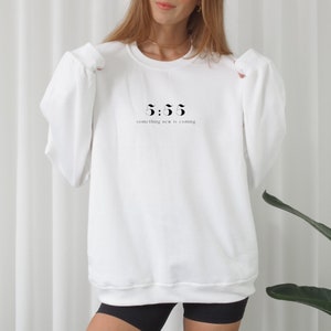 555 Angel Number Sweatshirt | 555 | Manifestation | Positive Quote | Angel Number | Minimalistic Design | Cotton Blend Crewneck Sweatshirt