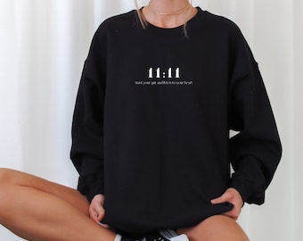 1111 Angel Number Sweatshirt | 111 |Manifestation | Positive Quote | Angel Number | Minimalistic Design |Cotton Blend Crewneck Sweatshirt
