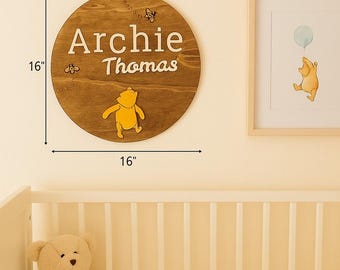 Classic Winnie the Pooh Nursery Name Sign – Personalized