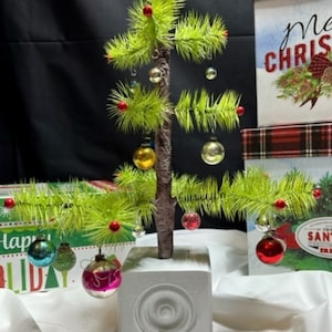 Victorian Stylized German Feather Tree – Small Army Green with Antique Ornaments