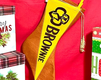 Vintage Brownie Wimpel Weihnachtsstrumpf - 1950er Jahre Pfadfinder-Andenken
