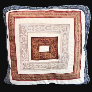 Vintage Fortuny Border Throw Pillow – Concentric Trim on Velvet