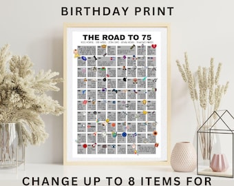 Road to 75 Poster – Milestone Birthday Print (Born 1951)