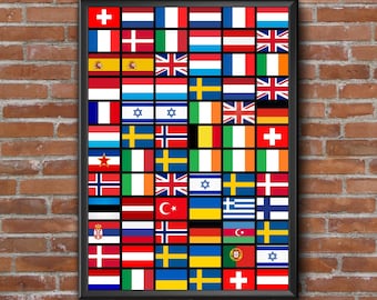 Eurovision Song Contest Winner Flag Poster - 1956 - 2025
