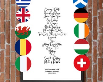Metallica Concert Setlists -  Europe Tour Gig Set List - Available for any concert - including pre-order